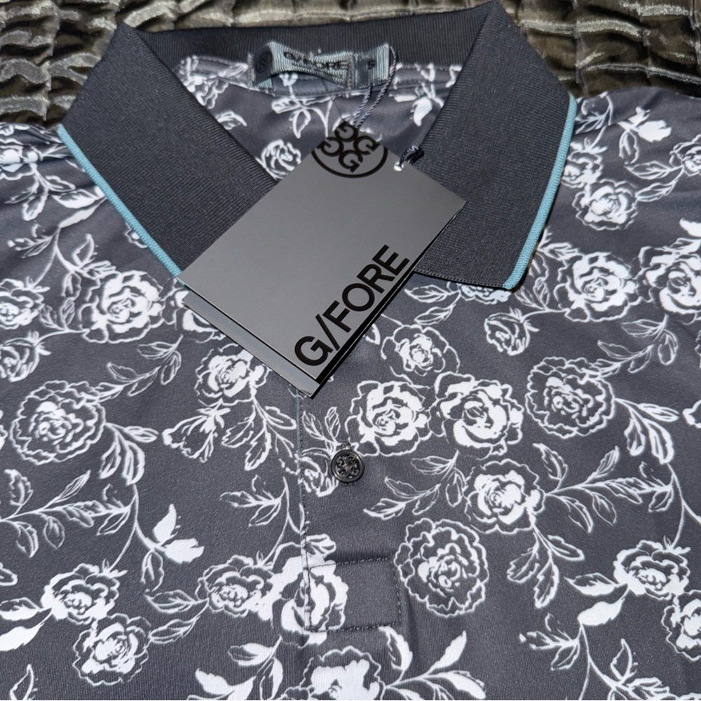 G/FORE Golf Polo Shirt Mens S  POPPY Floral GFORE  S/S NWT - Picture 2 of 5
